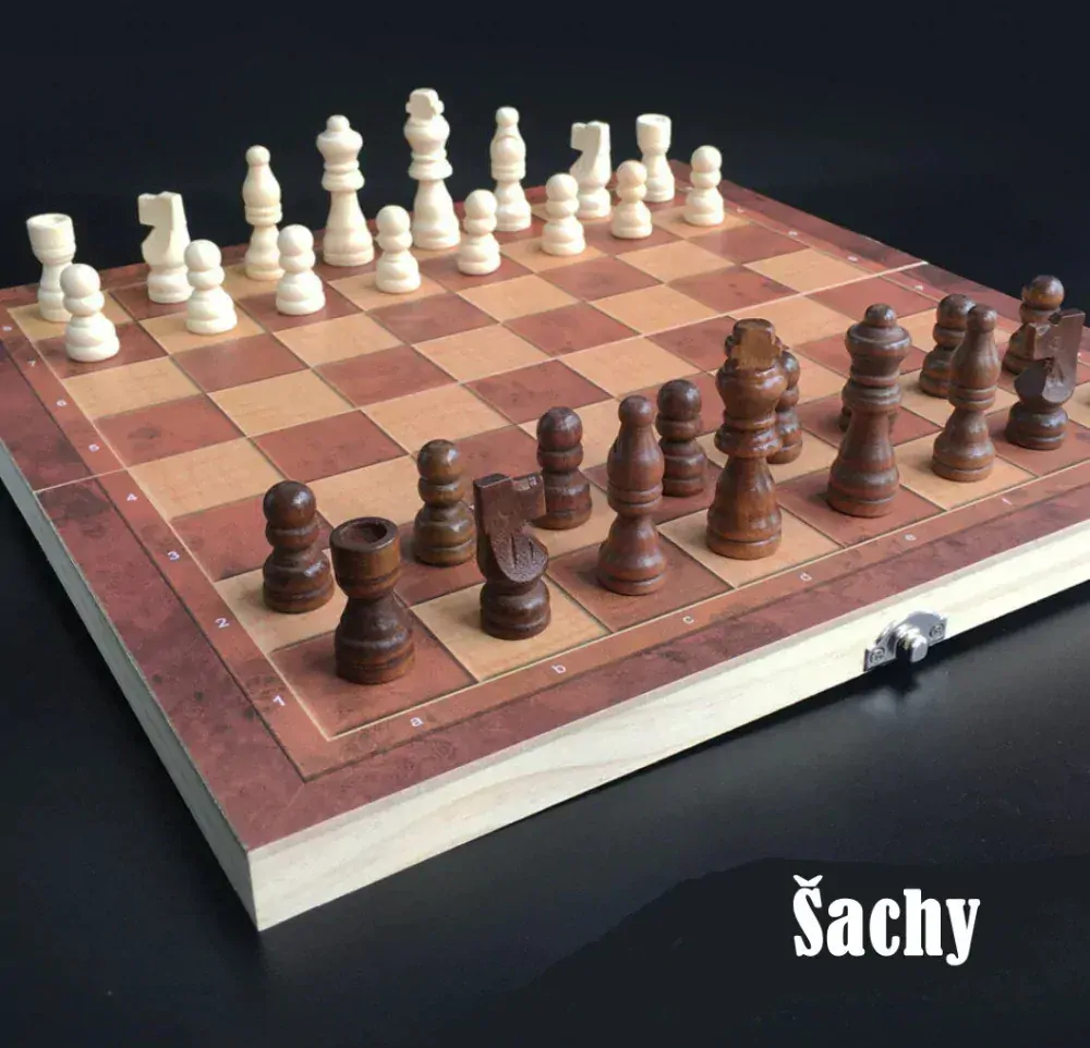 Šachy dřevěné 3v1 29x29cm SACH012