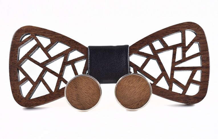 Dřevěný motýlek s manžetovými knoflíčky 709029