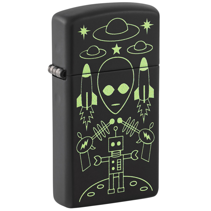 Benzínový zapalovač Zippo Slim® Alien Invasion Design