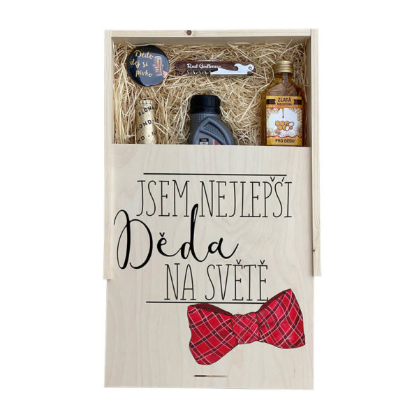 Dárková dřevěná bedna – Jsem nejlepší děda na světě