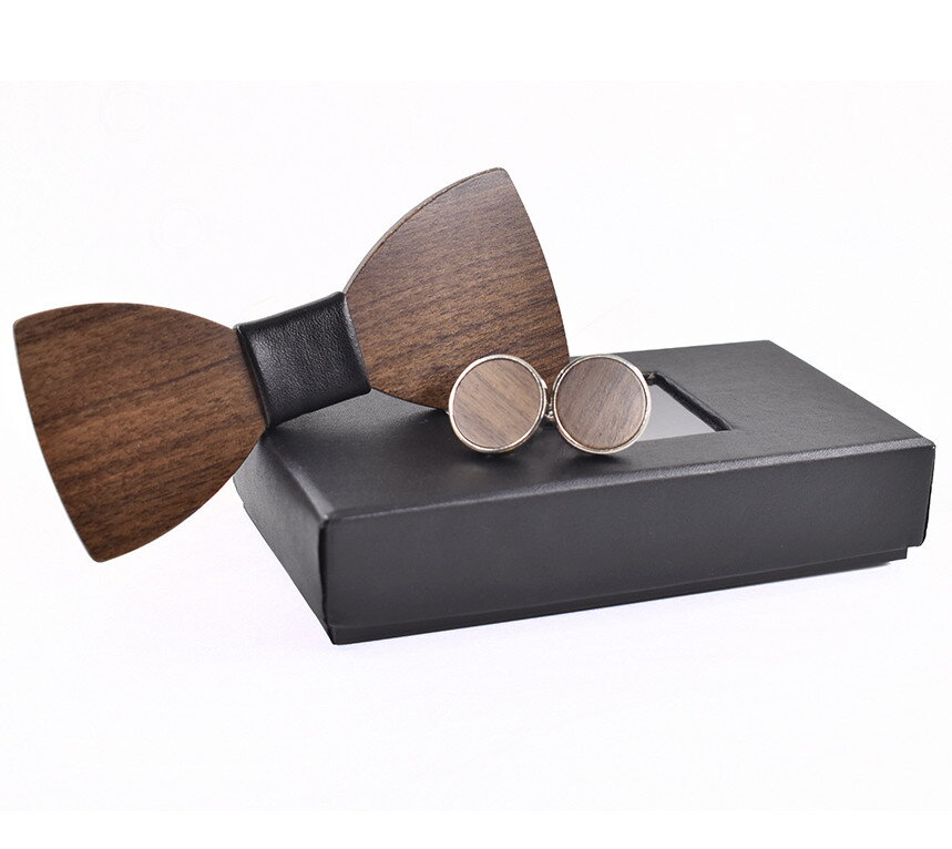 Dřevěný motýlek s manžetovými knoflíčky 709041