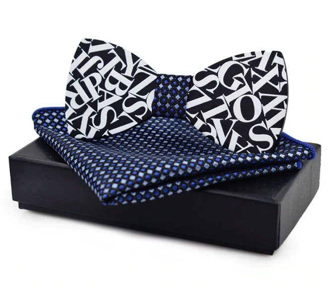 Dřevěný motýlek s kapesníčkem 709092