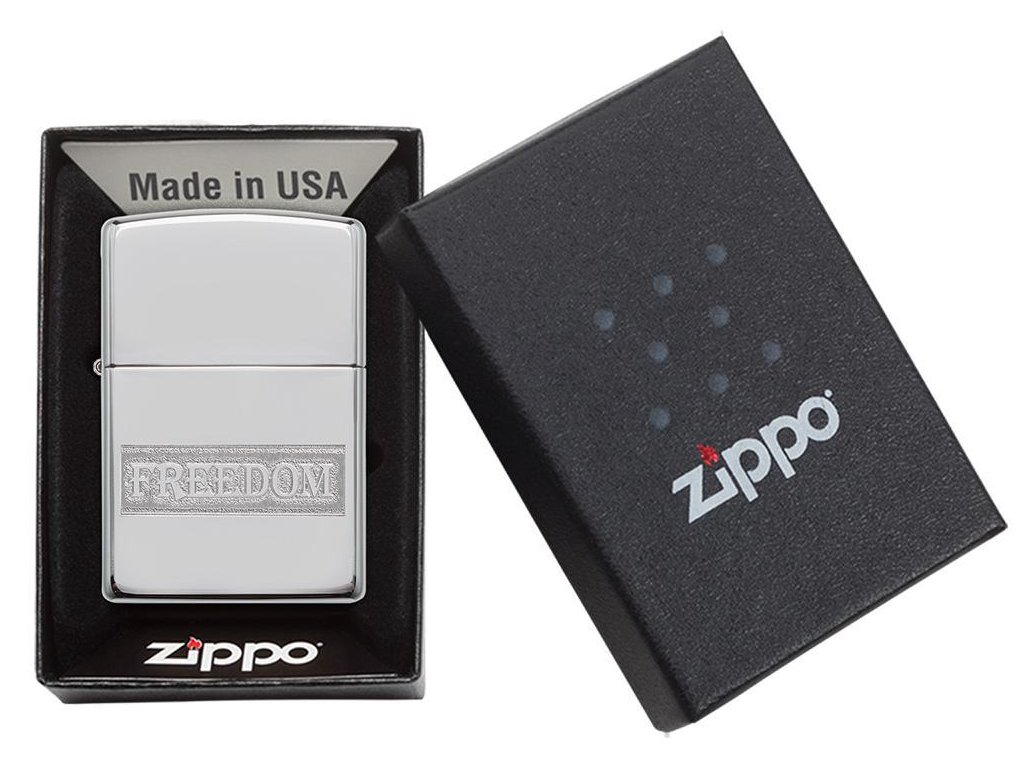 Benzínový zapalovač Zippo Etched Freedom Design