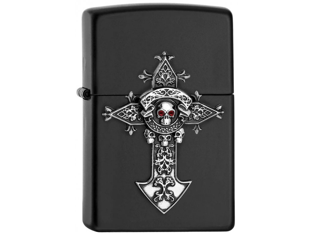 Benzínový zapalovač Zippo Cross with Skull Emblem