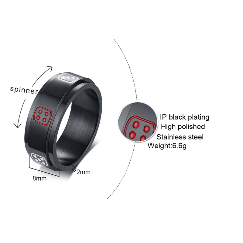 Prsten z chirurgické oceli kostky R-398