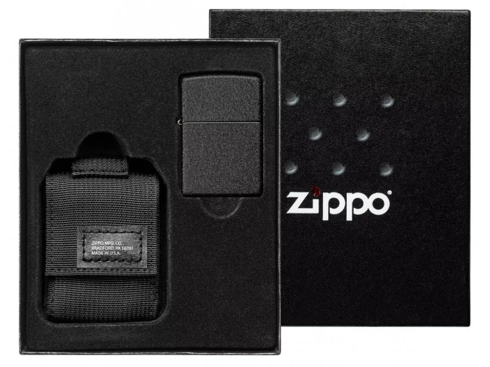 Sada taktické pouzdro + Zippo zapalovač 26075 Black Crackle™