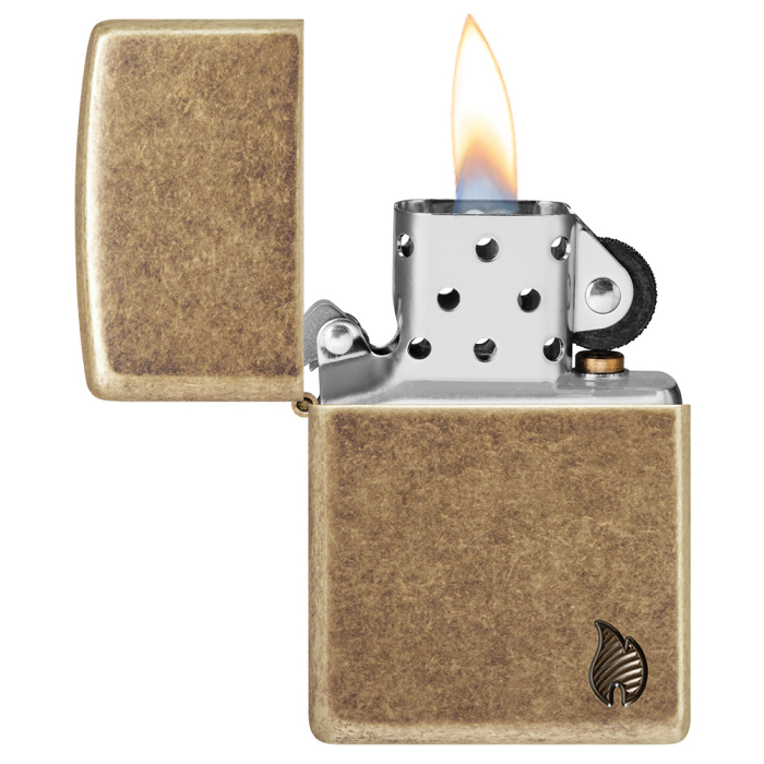 Benzínový zapalovač Zippo Armor® Antique Brass Flame Design
