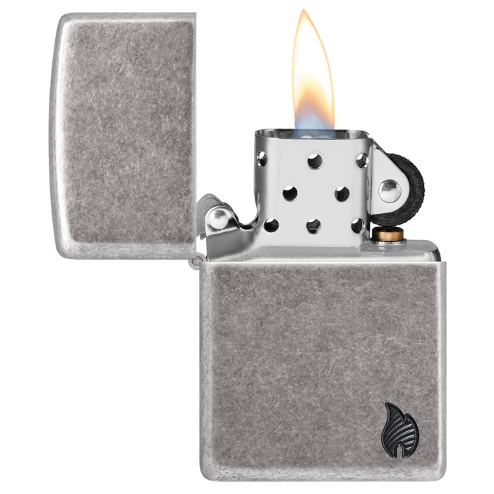 Benzínový zapalovač Zippo Armor® Antique Silver Flame Design