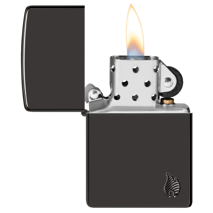 Benzínový zapalovač Zippo Armor® High Polish Black Flame Design