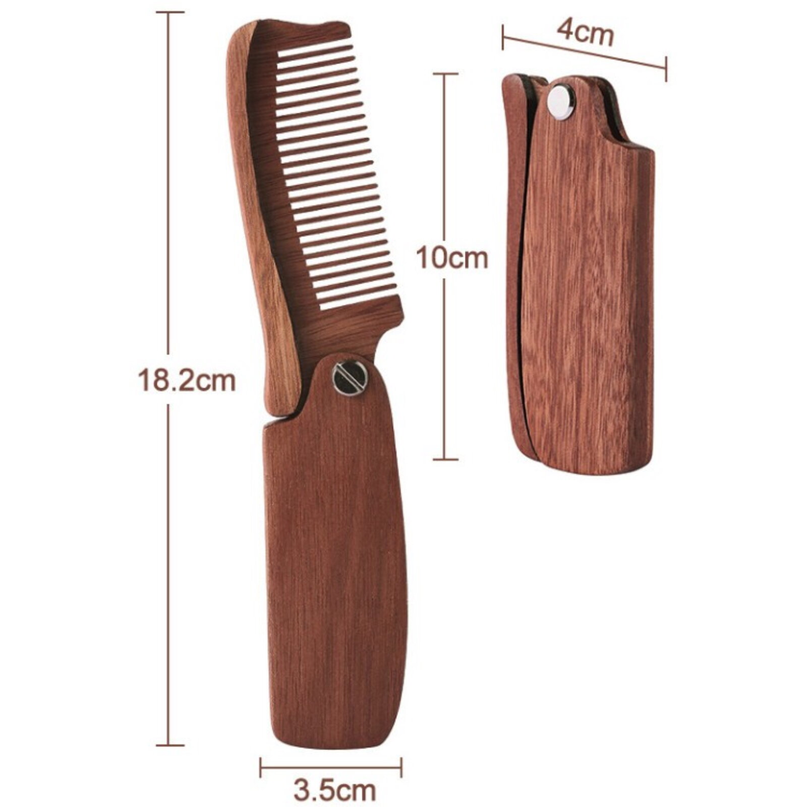 Skládací dřevěný hřeben na vousy W4481