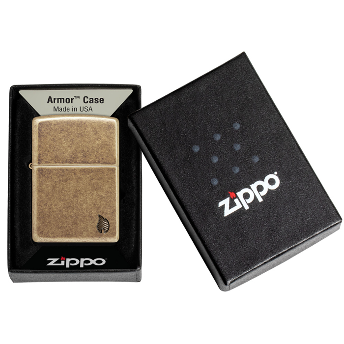 Benzínový zapalovač Zippo Armor® Antique Brass Flame Design