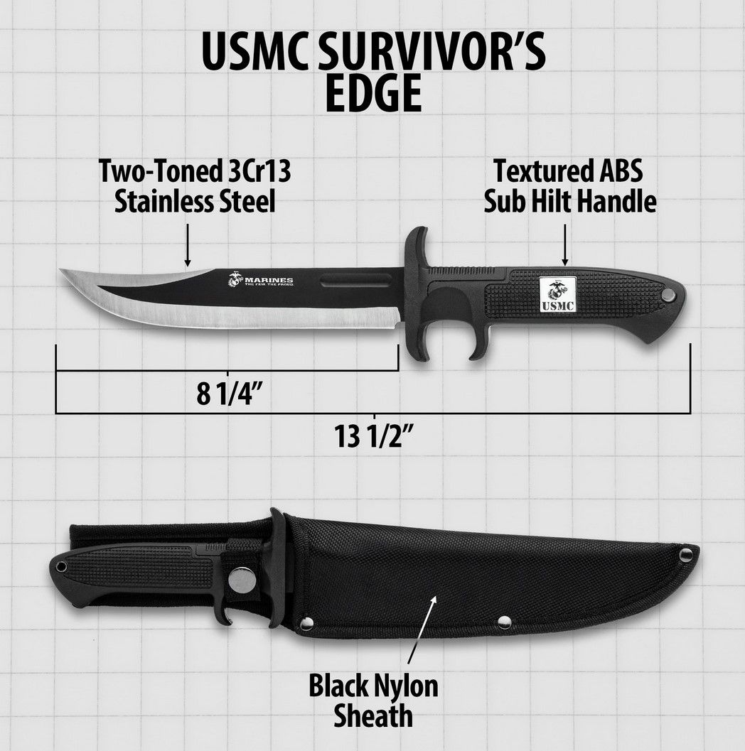Nůž United USMC Bowie Knife Black
