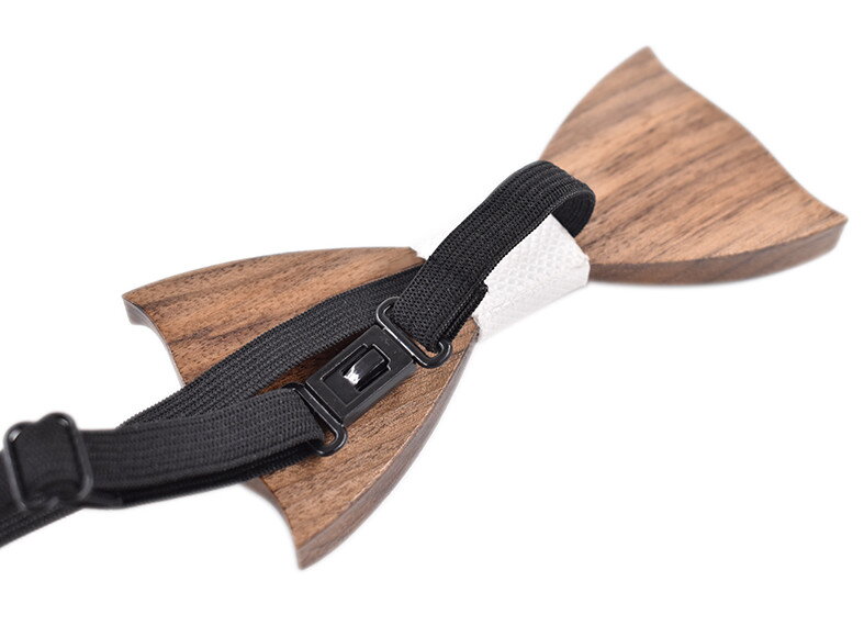 Dřevěný motýlek s kapesníčkem a manžetovými knoflíčky 709038