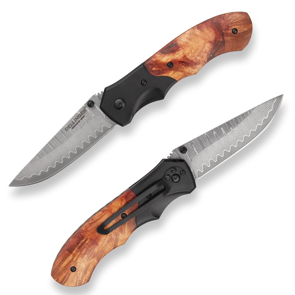 Lovecký zavírací nůž Dellinger Hunter Poplar Burl