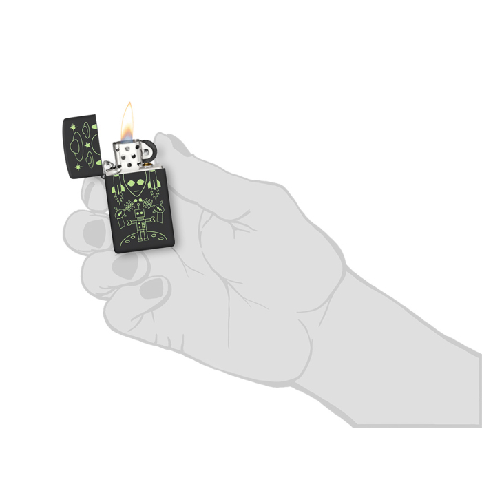 Benzínový zapalovač Zippo Slim® Alien Invasion Design