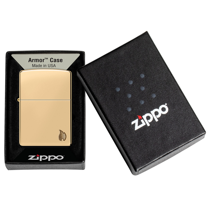 Benzínový zapalovač Zippo Armor® High Polish Brass Flame Design