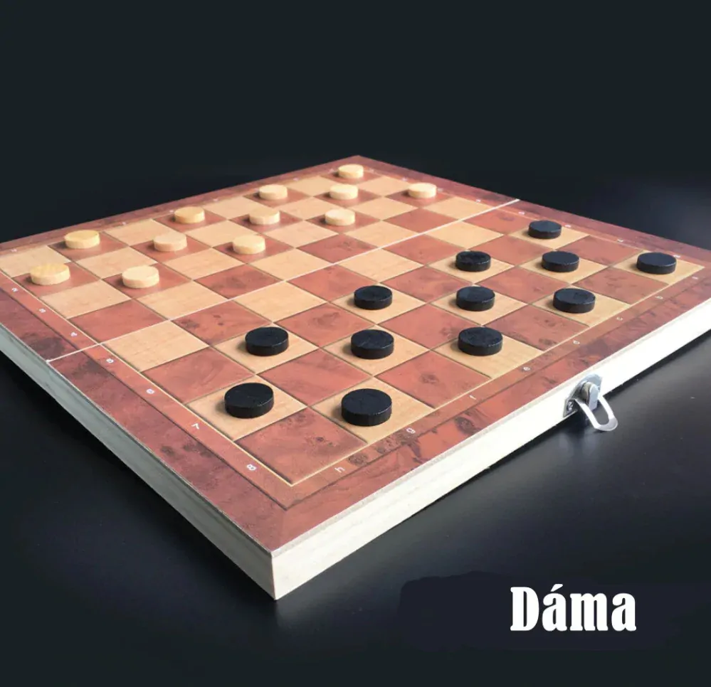 Šachy dřevěné 3v1 34x34cm SACH06