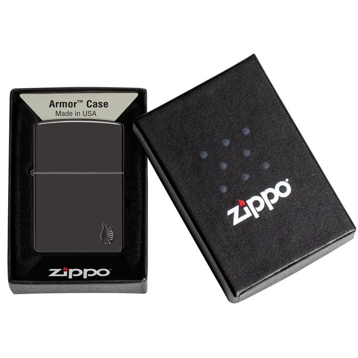 Benzínový zapalovač Zippo Armor® High Polish Black Flame Design