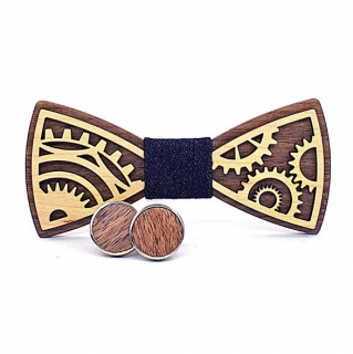 Dřevěný motýlek s manžetovými knoflíčky 709093