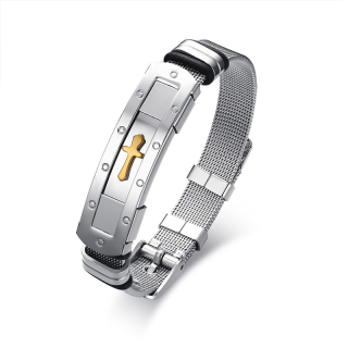 Náramek z chirurgické oceli Cross Mesh BR-517