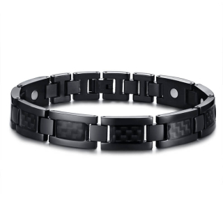Magnetický náramek z chirurgické oceli s Carbonem SBRM-136